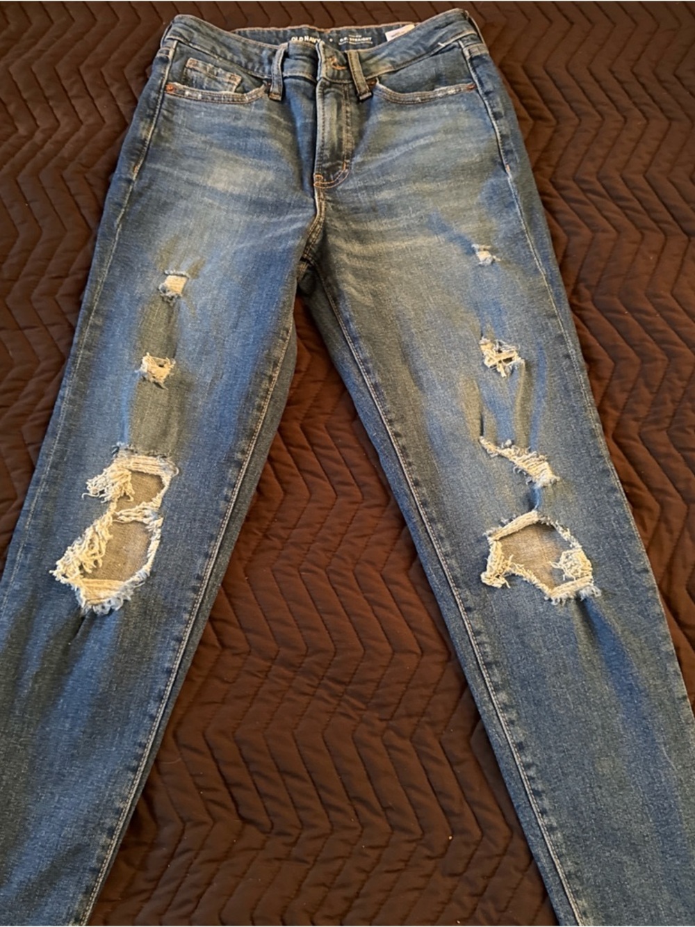 Old Navy Distressed Medium Blue Skinny Jeans
